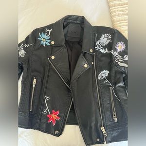 Blank NYC stitched and painted black leather jacket